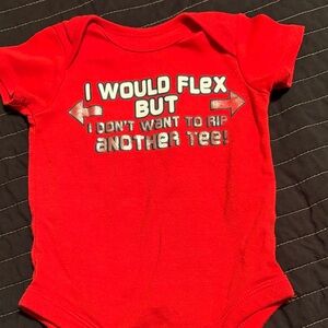 Red Baby One-Piece Bodysuit with Graphic Slogan